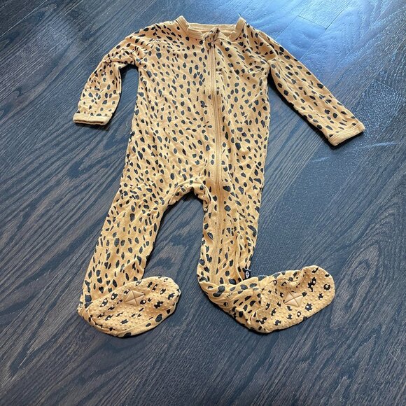 KYTE BABY Bamboo Zippered Footie - Marigold Cheetah - Size 6-12mo - Picture 3 of 8
